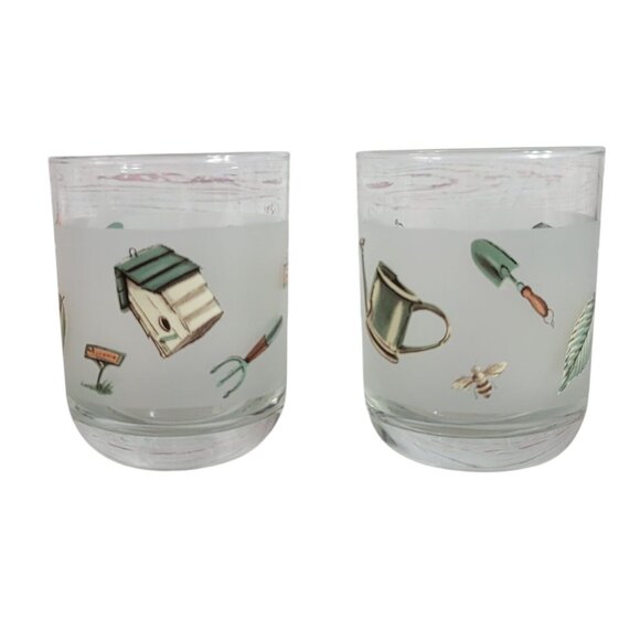 Pfaltzgraff Naturewood Frosted Juice Drinking Glasses 8oz Set of 2 Round Bottom - Picture 2 of 6